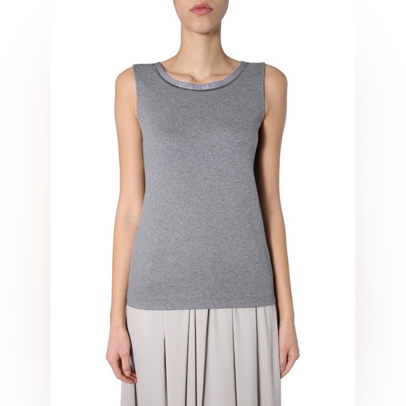 FABIANA FILIPPI COTTON ROUND NECK TANK TOP WITH JEWEL DETAIL NWT Size S - Picture 1 of 13